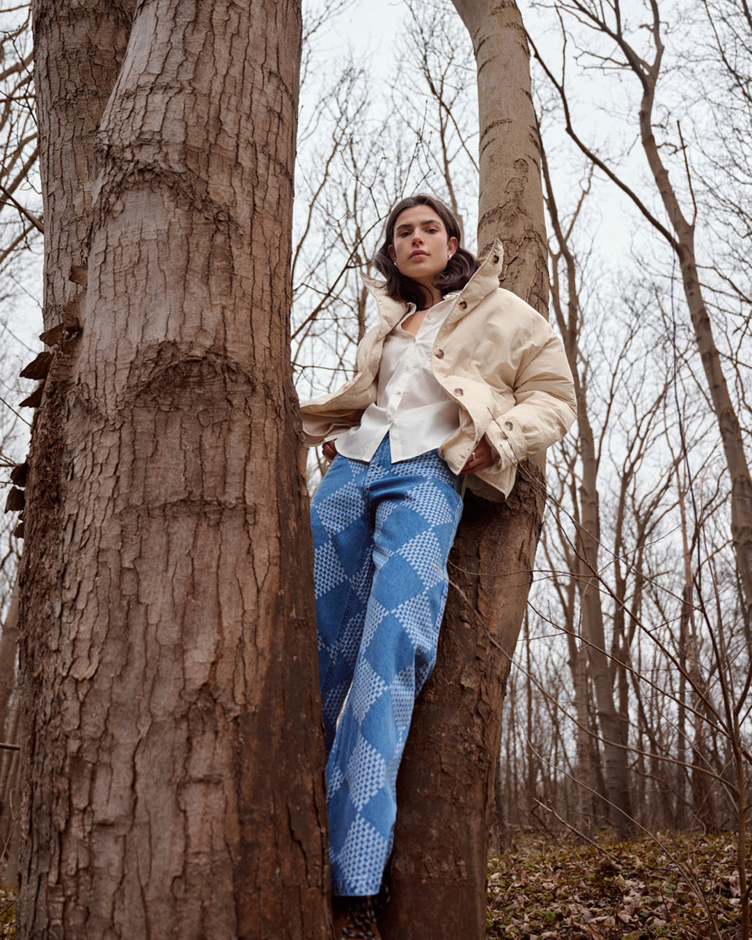 Moore denim wide check pants