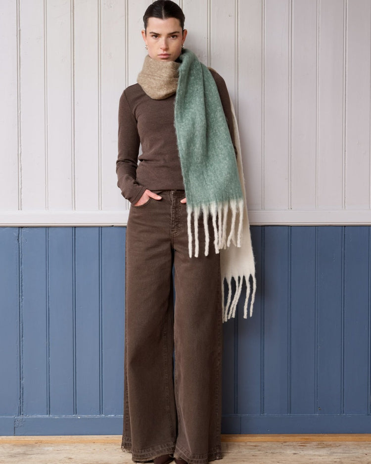 Moore denim wide fringe pants