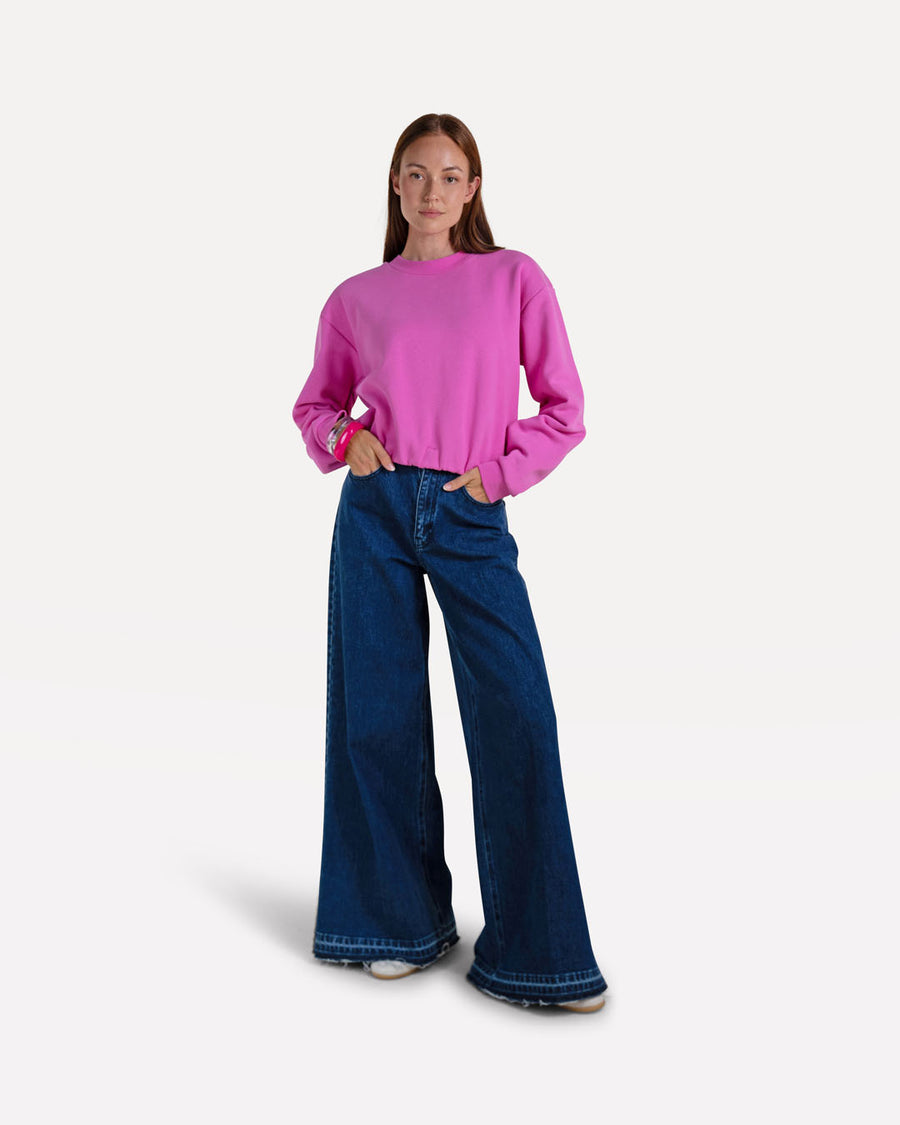 Moore denim wide fringe pants