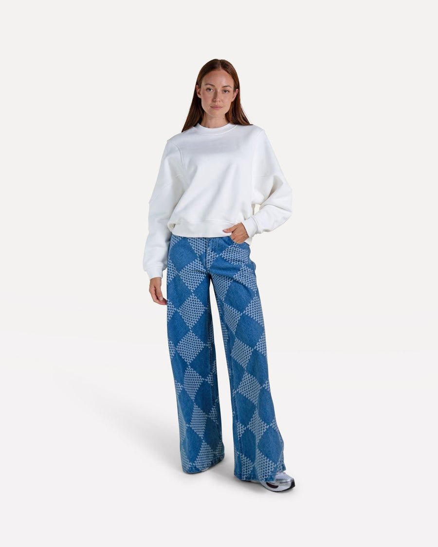 Moore denim wide check pants - Another-Label
