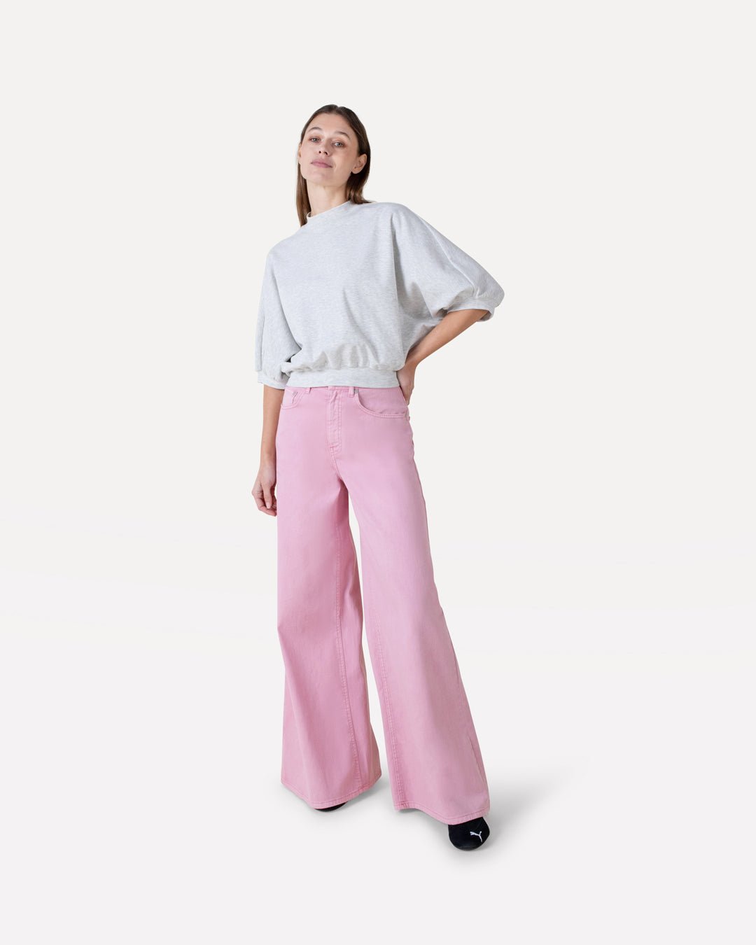 パンツ MEER. STRAIGHT SOFT WIDE DENIM PINK Moore denim wide