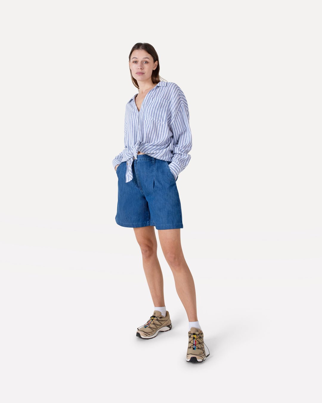 Moore pleated denim shorts - Another - Label