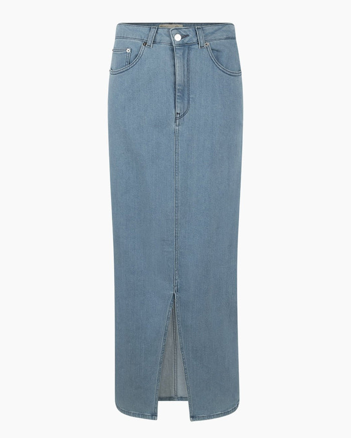 another label Ela denim skirt Stone denim blue